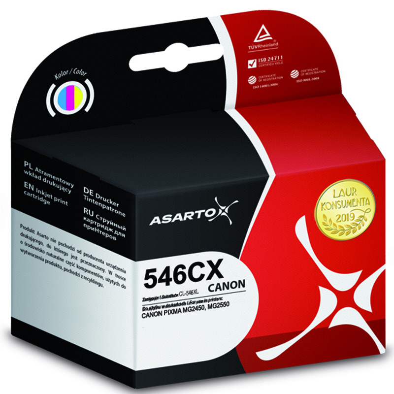 Tusz Asarto do Canon 546CX | 8288B001 | 300 str. | color Tusz Asarto do Canon 546CX | 8288B001 | 300 str. | color