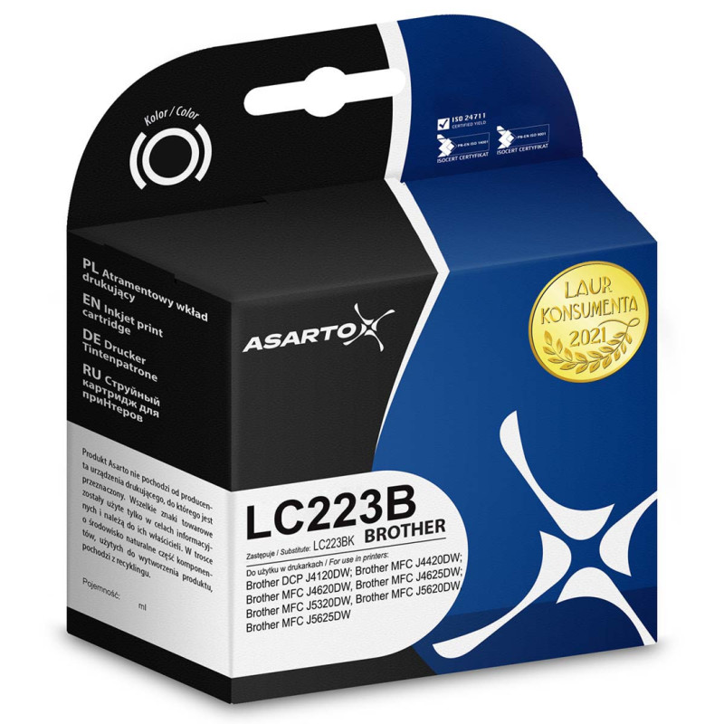Tusz Asarto do Brother LC223B | LC223BK | 600 str. | black Tusz Asarto do Brother LC223B | LC223BK | 600 str. | black