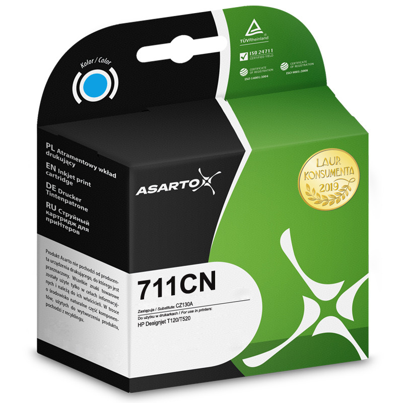 Tusz Asarto do HP 711CN | CZ130A | 29 ml | cyan Tusz Asarto do HP 711CN | CZ130A | 29 ml | cyan
