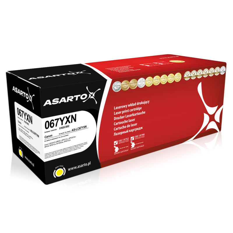 Toner Asarto do Canon 067YXN | 5103C002 | 2350 str. | yellow Toner Asarto do Canon 067YXN | 5103C002 | 2350 str. | yellow