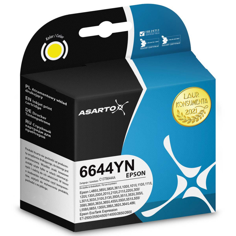 Tusz Asarto do Epson 6644YN | C13T66444A | 6500 str. | yellow Tusz Asarto do Epson 6644YN | C13T66444A | 6500 str. | yellow