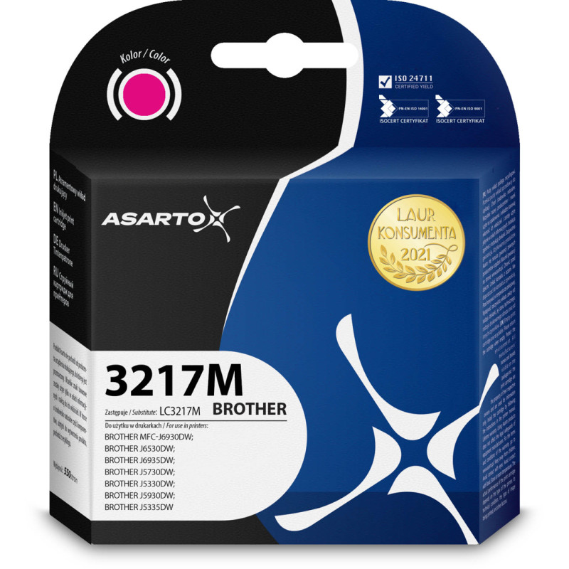 Tusz Asarto do Brother 3217MN | LC3217M | 550 str. | magenta Tusz Asarto do Brother 3217MN | LC3217M | 550 str. | magenta