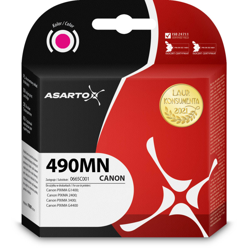 Tusz Asarto do Canon 490MN | 0665C001 | 70ml | magenta Tusz Asarto do Canon 490MN | 0665C001 | 70ml | magenta