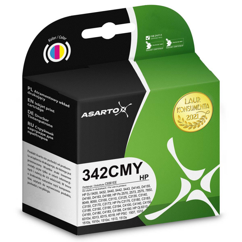 Tusz Asarto do HP 342CMY | C9361EE | 240 str. | color Tusz Asarto do HP 342CMY | C9361EE | 240 str. | color