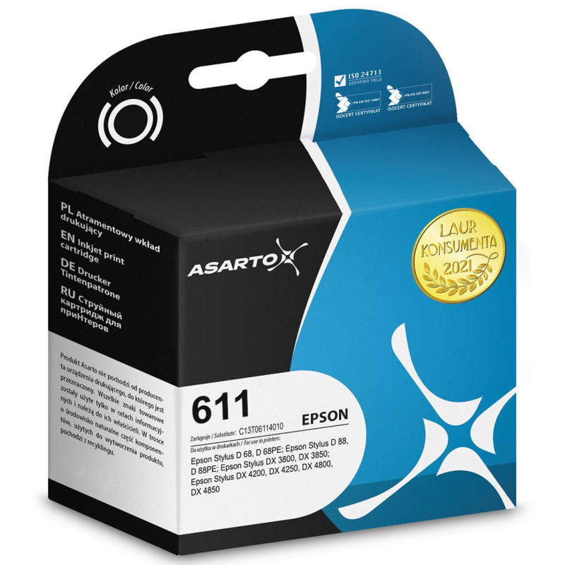 EOL Tusz Asarto do Epson 611 | C13T06114010 | 420 str. | black EOL Tusz Asarto do Epson 611 | C13T06114010 | 420 str. | black