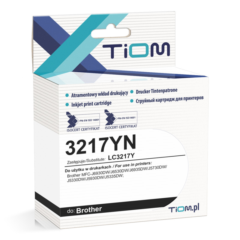 Tusz Tiom do Brother 3217YN | LC3217Y | 550 str. | yellow Tusz Tiom do Brother 3217YN | LC3217Y | 550 str. | yellow