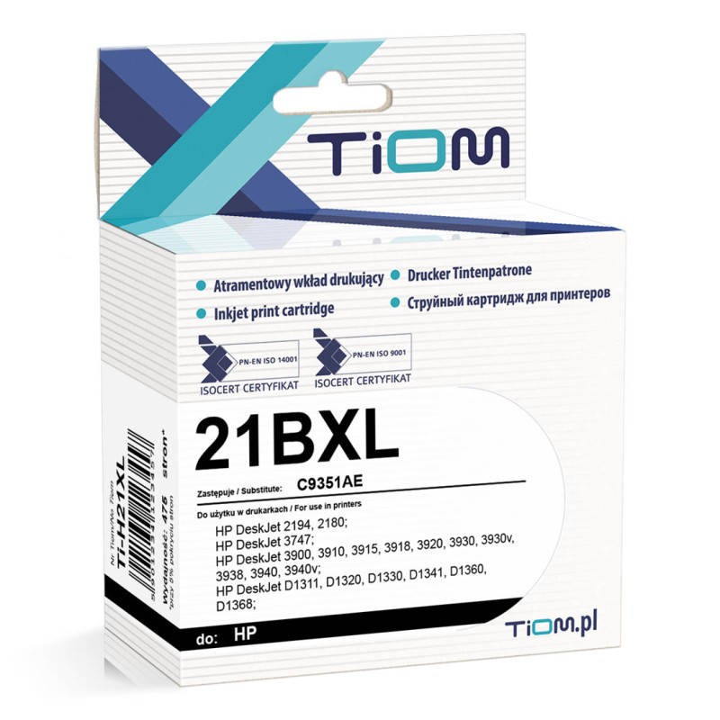 Tusz Tiom do HP 21BXL | C9351AE | 475 str. | black Tusz Tiom do HP 21BXL | C9351AE | 475 str. | black