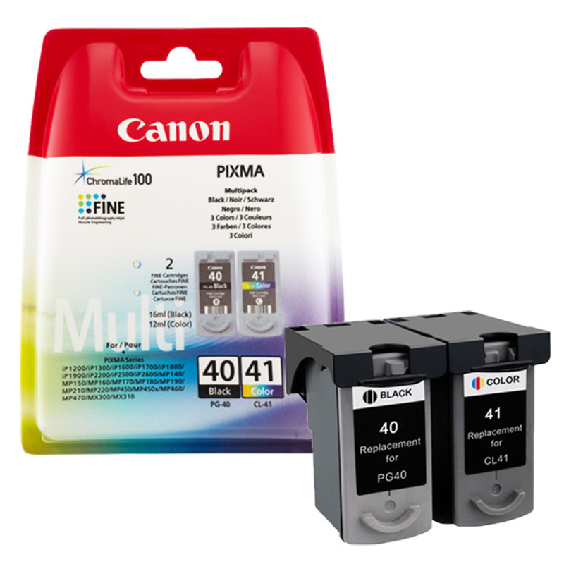 Zestaw dwóch tuszy Canon PG-40/CL-41 do iP1600/2600 | CMY + K Zestaw dwóch tuszy Canon PG-40/CL-41 do iP1600/2600 | CMY + K
