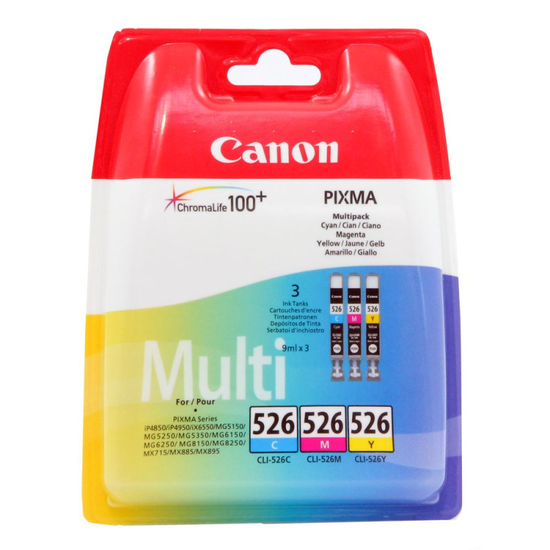 Zestaw trzech tuszy Canon CLI526 do MG-5150/5250/6150/8150 | 3 x 9 ml | CMY Zestaw trzech tuszy Canon CLI526 do MG-5150/5250/6150/8150 | 3 x 9 ml | CMY