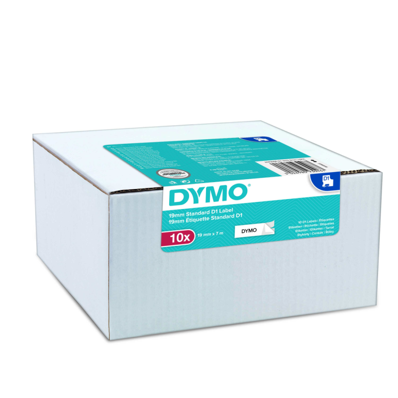 Dymo taśma do drukarek etykiet, D1 40913 | 9mm x 7m | czarny / biały | 10 sztuk