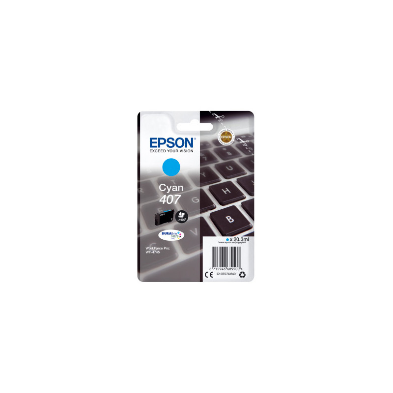 Tusz Epson 407 do WF-4745DTWF | 20,3 ml | Cyan