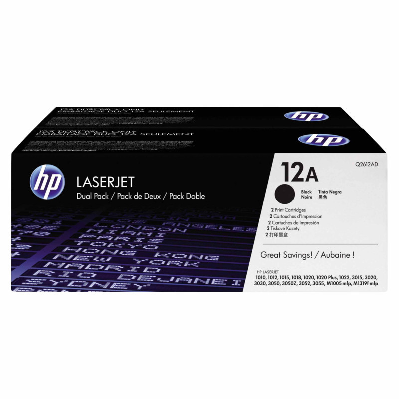 Zestaw dwóch tonerów HP 12A do LaserJet 1010/1012/1015 | 2 x 2 000 str. | black Zestaw dwóch tonerów HP 12A do LaserJet 1010/1012/1015 | 2 x 2 000 str. | black