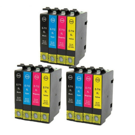 3x Tusze Zamienniki Zestaw T0711-T0715 do Epson (C13T07154010) (12 szt)