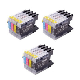 3x Tusze Zamienniki Zestaw LC1280 XL CMYK do Brother (LC-1280XLVALBP) (12 szt)