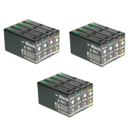 3x Tusze Zamienniki Zestaw T7011-T7015 do Epson (C13T071540A0) (12 szt)