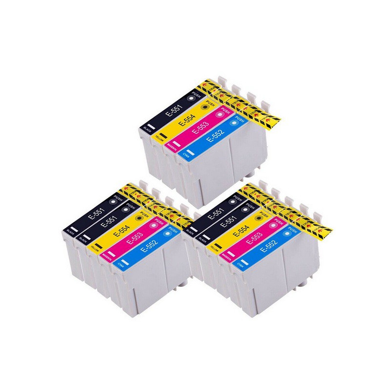 3x Tusze Zamienniki Zestaw T0551-T0555 do Epson (C13T05564010) (12 szt)