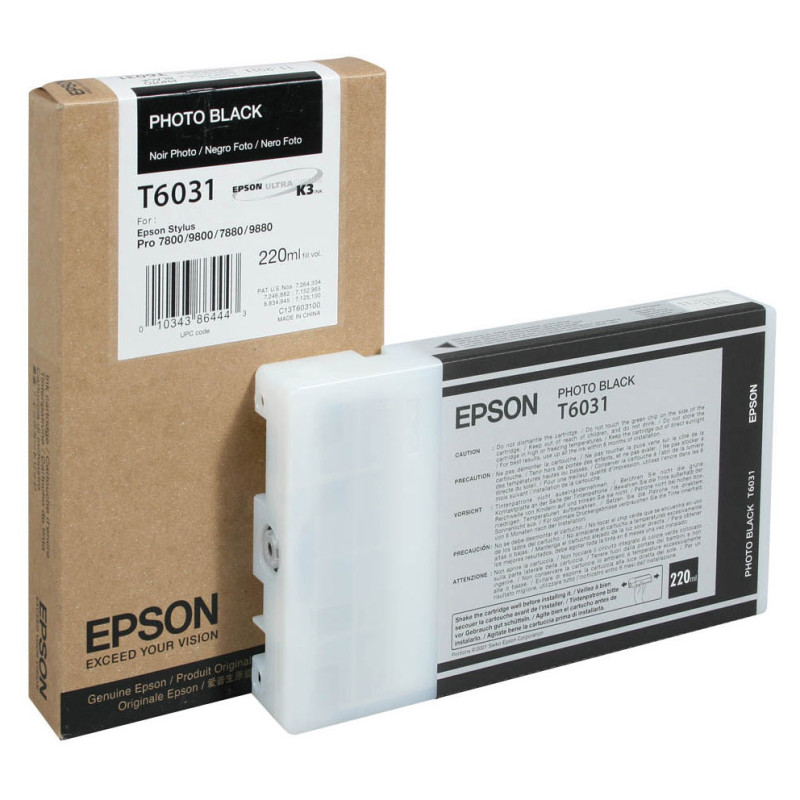 Tusz Epson T6031 do Stylus Pro 7800/7880/9800/9880 | 220ml | photo black
