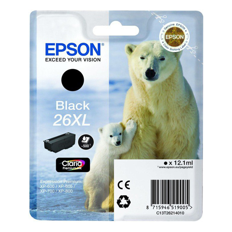 Tusz Epson T2621 do XP-600/700/800 | 12,2ml | black