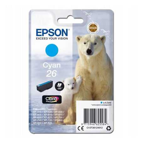 Tusz Epson T2612 do XP-600/700/800 | 4,7ml |  cyan