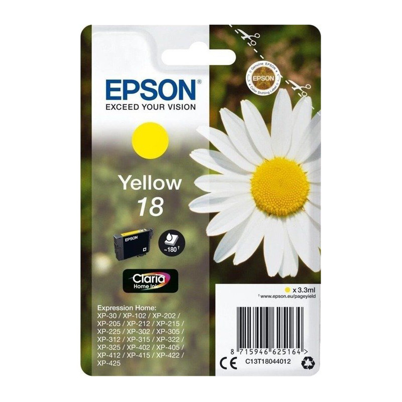 Tusz Epson T1804 do XP-102/202/302/305/402/405 | 3,3ml | yellow