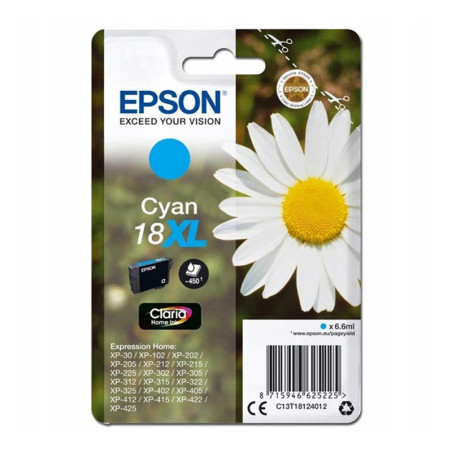 Tusz Epson T1812 do XP-102/202/302/305/402/405 | 6,6ml | cyan