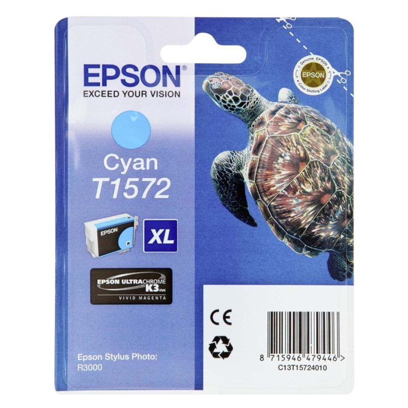 Tusz Epson T1572 do Stylus Photo R3000  | 25,9ml |  cyan