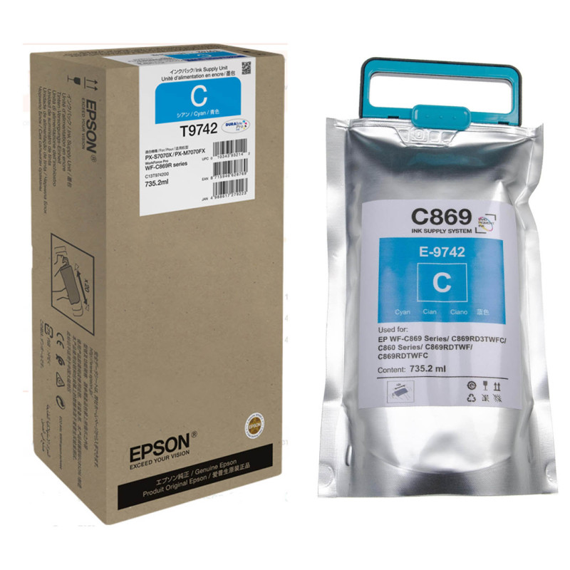 Tusz Epson T9742 CYAN 735.2ml do serii WF-C869Rxx Tusz Epson T9742 CYAN 735.2ml do serii WF-C869Rxx