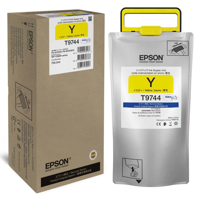 Tusz Epson T9744 YELLOW 735.2ml do serii WF-C869Rxx Tusz Epson T9744 YELLOW 735.2ml do serii WF-C869Rxx