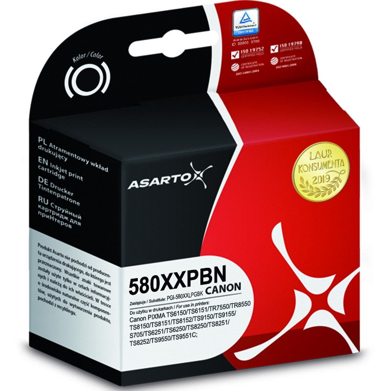 Tusz Asarto do Canon 580XXPBN | 1970C001 | 600 str. | black Tusz Asarto do Canon 580XXPBN | 1970C001 | 600 str. | black