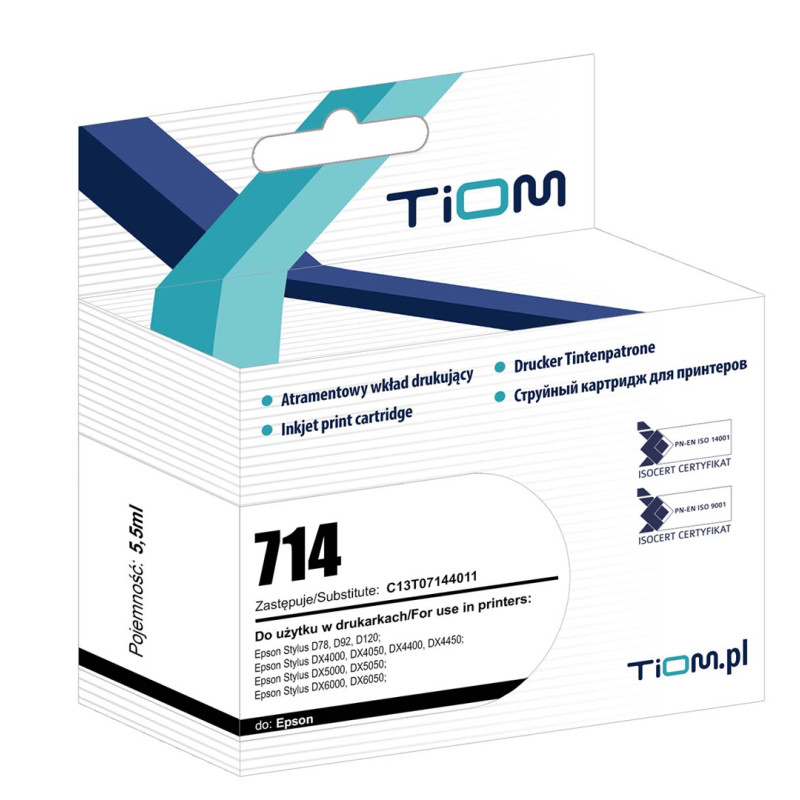 Tusz Tiom do Epson 714 | C13T07144012 | 450 str. | yellow Tusz Tiom do Epson 714 | C13T07144012 | 450 str. | yellow