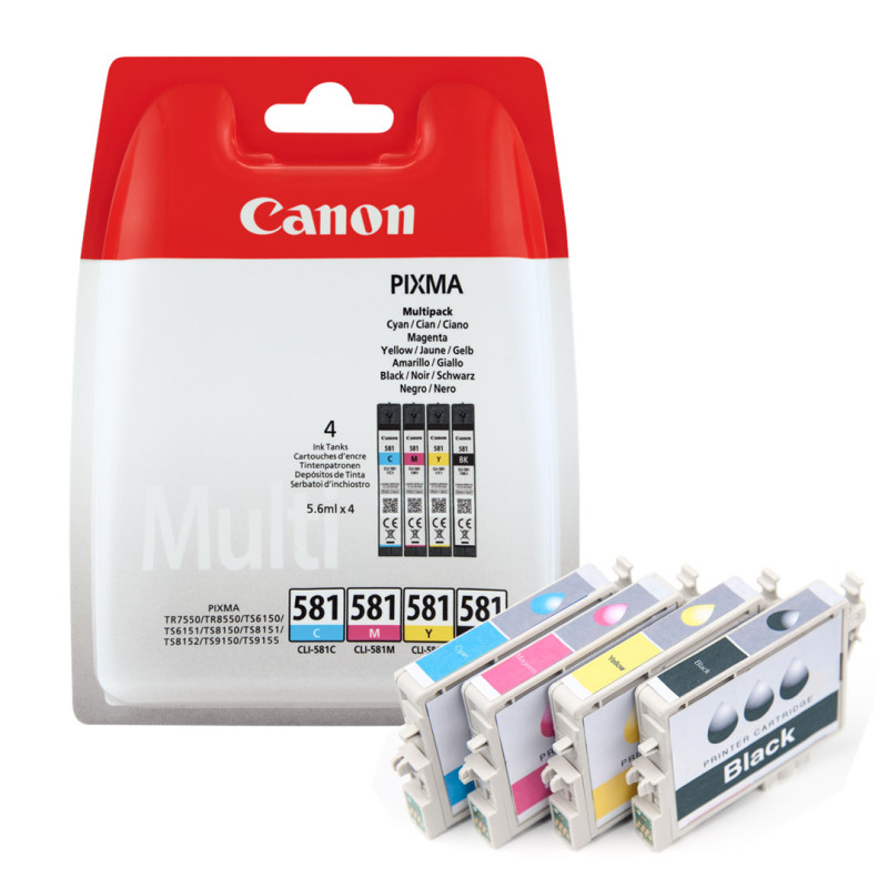 Tusz Canon CLI-581 CMYK do Pixma TR8550/TS6150 | 4 x 5,6ml | CMYK Tusz Canon CLI-581 CMYK do Pixma TR8550/TS6150 | 4 x 5,6ml | CMYK