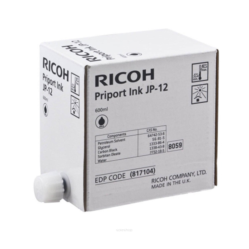 Tusz Ricoh JP12 do JP 1030/1210/1250 | 600ml | black