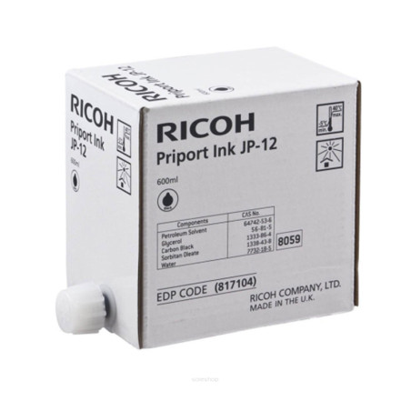 Tusz Ricoh JP12 do JP 1030/1210/1250 | 600ml | black