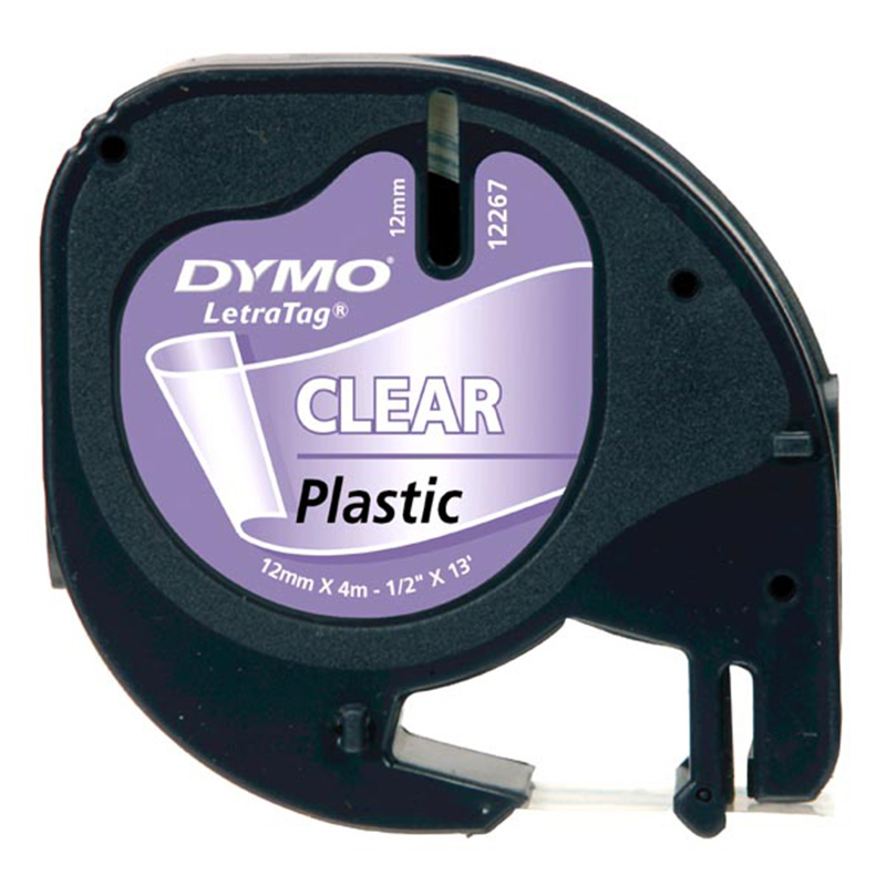 Dymo taśma do drukarek LetraTag 12267 | 12mm/4m | plastikowa | przeźroczysta