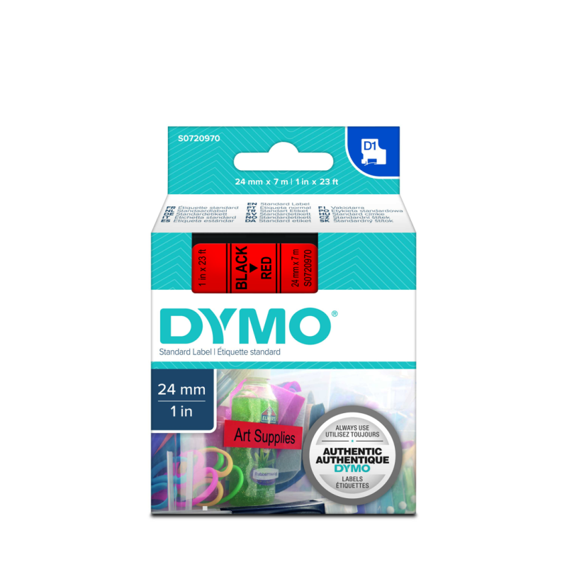 Dymo taśma do drukarek etykiet, D1 53710 | 24mm x 7m | czarny / czerwony