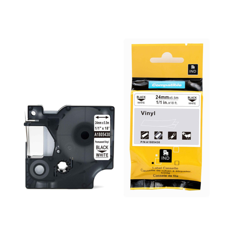 Dymo RHINO taśma winylowa 24mm czarna na białym