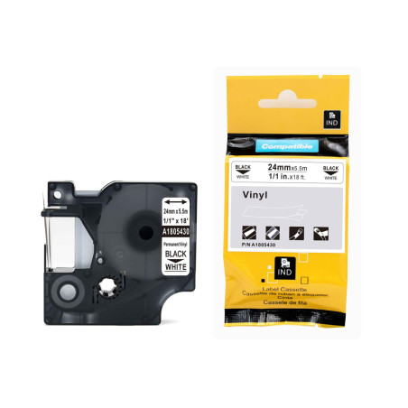 Dymo RHINO taśma winylowa 24mm czarna na białym