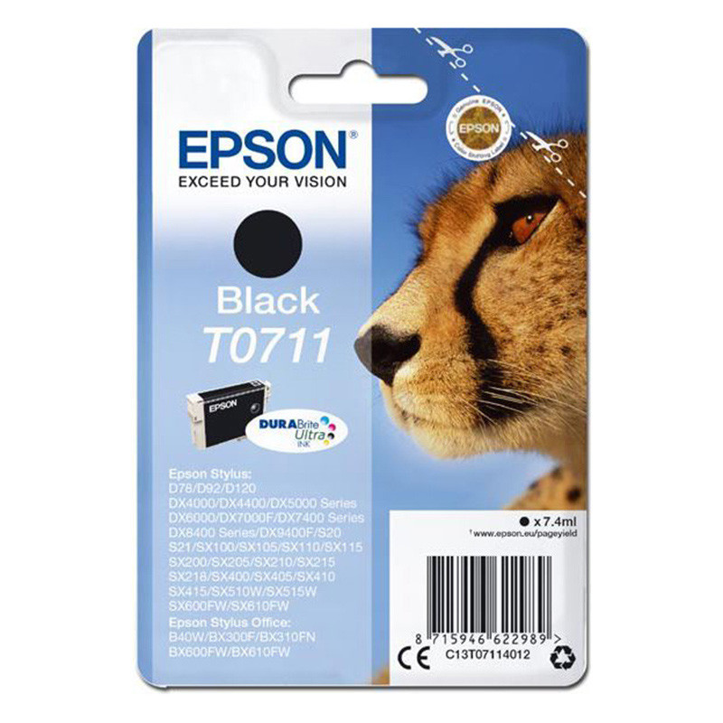 Tusz Epson T0711 do D-78/92/120, DX4000/4050/5000/5050 | 7,4ml | black