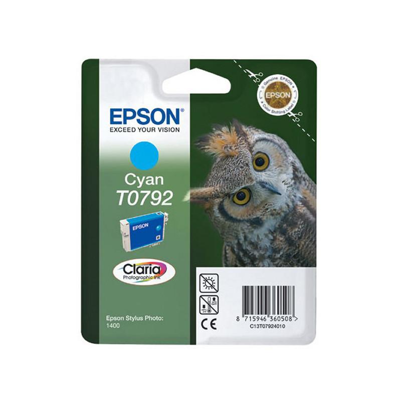 Tusz Epson T0792 do Stylus Photo 1400/1500W/P50/PX660 | 11,1ml | cyan