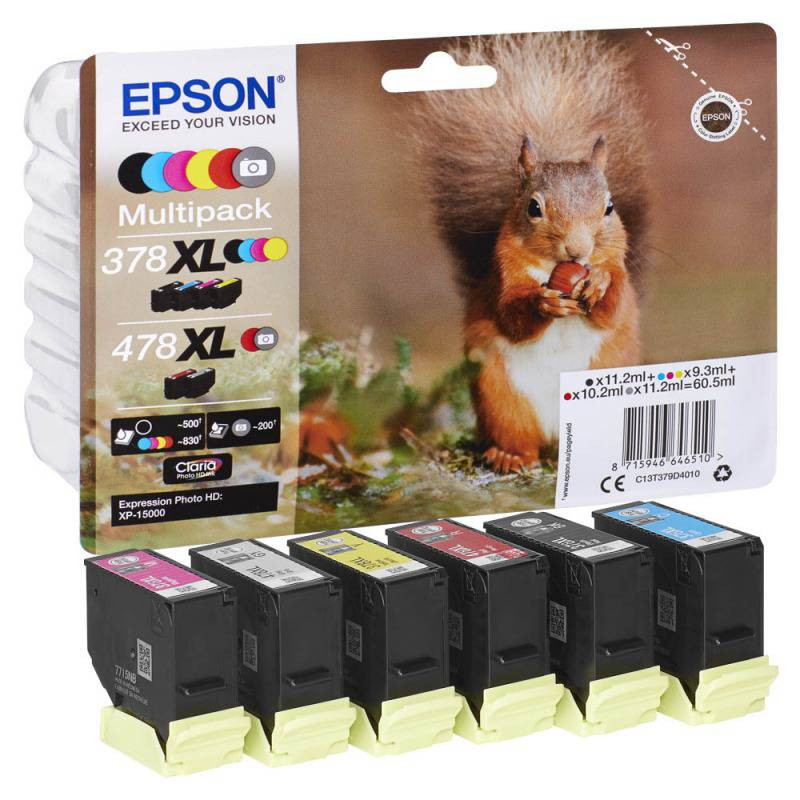 Zestaw tuszy Epson 6w1 478XL Multipack Claria Photo HD CMYK+ G Zestaw tuszy Epson 6w1 478XL Multipack Claria Photo HD CMYK+ G