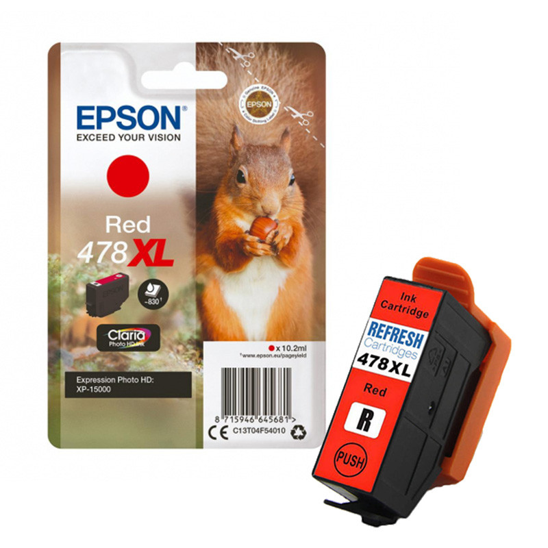 Tuszy Epson 478XL Claria Photo HD| Red | 10,2 ml | 830str Tuszy Epson 478XL Claria Photo HD| Red | 10,2 ml | 830str